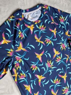 Coolibar Hightide S/S Swim Shirt S Men's Parot All Over Print UPF 50